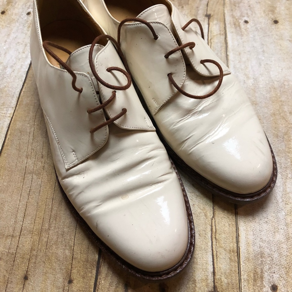 Cole Haan Patent Leather Shoes Ivory 7 B Italian